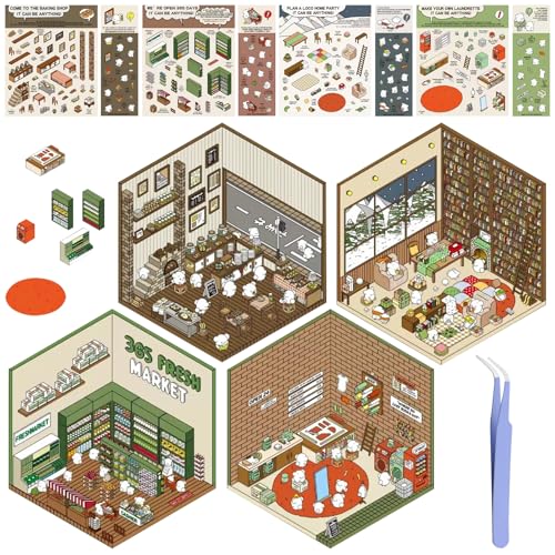 GAROMIA 3D House Sticker 3D Sticker Scene miniatur haus sticker 3D Hausaufkleber diy 3d house stickers Accessoires Spielzeug Cartoon Aufkleber kinder von GAROMIA