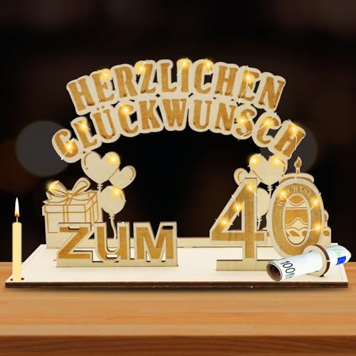 GAROMIA 40 Geburtstag Geschenk Frauen Männer Holz Schild Gästebuch Geldgeschenke Geburtstag 40 Geburtstag Deko für 40 Jahre Hochzeit Jubiläum Tischdeko von GAROMIA