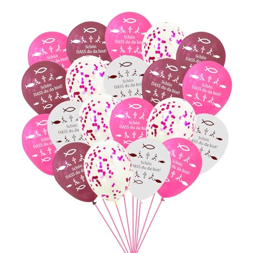 GAROMIA 60 Stück Luftballons Rosa Kommunion Deko Erstkommunion Mädchen Taufdeko Mädchen Konfirmation Luftballons Konfirmation Rosa Konfetti Ballons für Mädchen Geburtstag Firmung Taufe Deko von GAROMIA