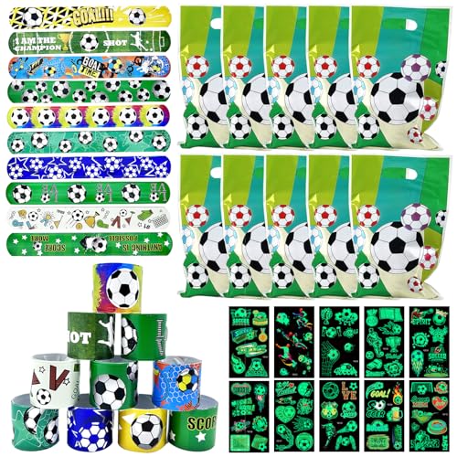 GAROMIA 30 Stück Fußball Slap Armbänder Kinder Fußball Geschenk Jungen Fussball Party Set Fußball Tütenfüller Gastgeschenk Party Kindergeburtstag Fußball Mitgebsel set Gastgeschenke Fussball von GAROMIA