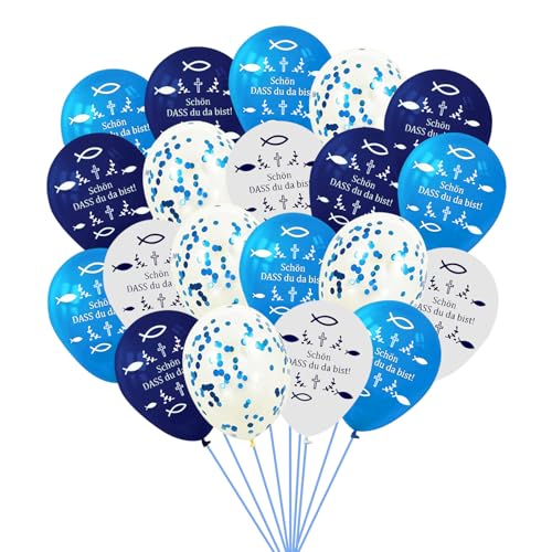 GAROMIA 60 Stück Luftballons Blau Kommunion Deko Erstkommunion Junge Taufdeko Junge Konfirmation Luftballons Konfirmation Blaue Konfetti Ballons für Jungen Geburtstag Firmung Taufe Deko von GAROMIA