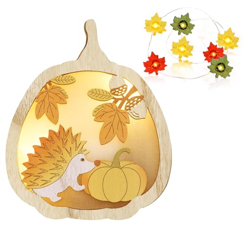 Herbstdeko Laterne Stimmungsleuchten Holz Kürbislaterne mit Ahornblatt Lichterkette Kürbis Deko Herbstdeko Herbst Dekoration Innen für Erntedankfest Halloween Weihnachten Tischdeko Herbstdeko Laterne Stimmungsleuchten Holz Kürbislaterne mit Ahornblatt Lichterkette Kürbis Deko Herbstdeko Herbst Dekoration Innen für Erntedankfest Halloween Weihnachten Tischdeko von GAROMIA