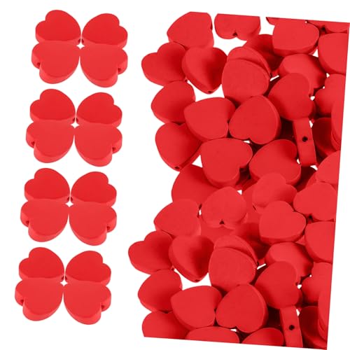 GAROZATION 100st Liebe Holzperlen Valentinstag Perlen Herzperlen Zur Schmuckherstellung Valentinsperlen Für Die Schmuckherstellung Valentinstag Holzperlen Herzperlen Für Armbänder Rot von GAROZATION