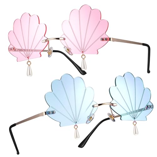 GAROZATION 2 Stück Randlose Muschel Sonnenbrillen Damen Partybrille Kreative Rave Brillen Leichte PC Gläser Festival Eyewear für Frauen GAROZATION 2 Stück Randlose Muschel Sonnenbrillen Damen Partybrille Kreative Rave Brillen Leichte PC Gläser Festival Eyewear für Frauen von GAROZATION