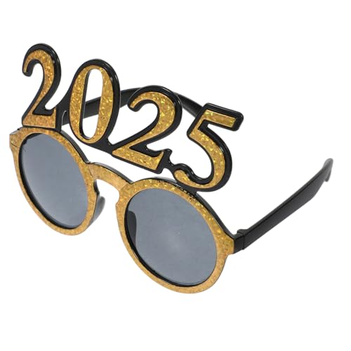 GAROZATION Runde Digitale Brille Für Neujahrsfeiern Und Abschlussfeiern Lustige Foto-requisiten Für Partys Leichte Und Attraktive Partybrillen Goldene - von GAROZATION
