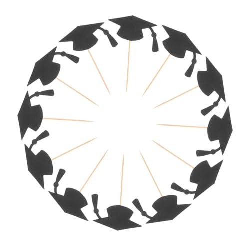 GAROZATION 24 Stück Teiliges Graduation Cap Cupcake Toppers Schwarze Abschluss Deko für Kuchen und Party Vielseitige Tortendekoration für Abschlussfeiern Einfache Anwendung Nachhaltiges von GAROZATION
