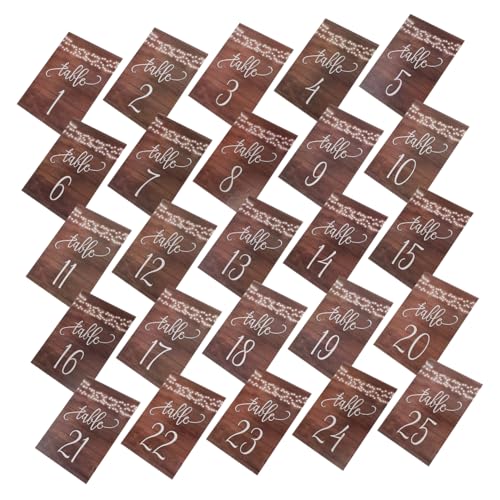 GAROZATION 25 Stück Tischnummernschilder Für Hochzeiten, Tischnummern Für Empfänge, Tischnummern Aus Holz Für Hochzeiten, Tischnummern Aus Holz, Sitzplätze, Tischnummern Für Cafés, von GAROZATION