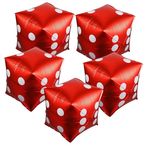 GAROZATION 5 Stück Würfel Folienballons aus Aluminium Rote Partydeko Stabile Poker Themen Deko Foto Requisite für Geburtstagsfeiern Hochwertige Folienballons GAROZATION 5 Stück Würfel Folienballons aus Aluminium Rote Partydeko Stabile Poker Themen Deko Foto Requisite für Geburtstagsfeiern Hochwertige Folienballons von GAROZATION