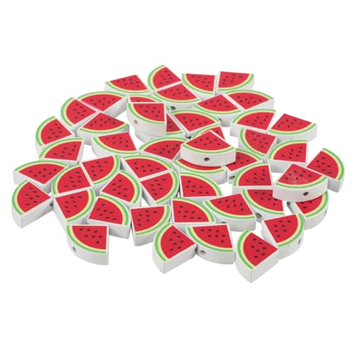 GAROZATION 50 Stück Wassermelonen Holzperlen Aufhänger, Lose Abstandsperlen, Abstandsperlen Für Armbänder, DIY Perlen, Wassermelonen Perlen, Lose Perlen, Kleine Bastelperlen, DIY Holzperlen, von GAROZATION