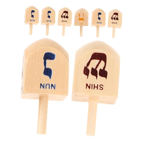 GAROZATION 8 Teiliges Kreisel Spielzeug, Dreidels Für Kinder, Dreidels Für Chanukka, Dreidel Spiel In Großen Mengen, Holz Dreidels, Chanukka, Chanukka Spielzeug, Holzkreisel, Kreisel Für von GAROZATION