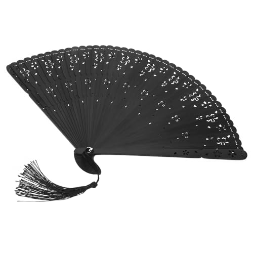 GAROZATION Chinesischer Holz Fächer Handfächer mit Filigranen Mustern und Quaste Leichter Klappfächer für Tanz Hochzeit Party Sommer Kühlung und Dekoration Tragbar und Robust von GAROZATION