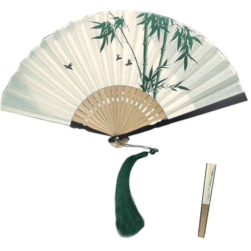 GAROZATION Faltbarer Handfächer Retro Stil Chinesischer Holz Fächer mit Quaste Elegant für Tanz Fotografie Sommer Reise Accessoire von GAROZATION