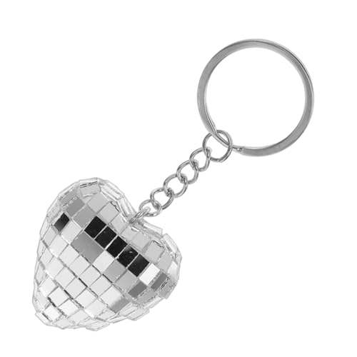 GAROZATION Herzförmiger Discokugel Schlüsselanhänger Glänzend Silber Spiegelkugel Partydeko DIY Taschenanhänger Geschenk für Geburtstag Valentinstag GAROZATION Herzförmiger Discokugel Schlüsselanhänger Glänzend Silber Spiegelkugel Partydeko DIY Taschenanhänger Geschenk für Geburtstag Valentinstag von GAROZATION