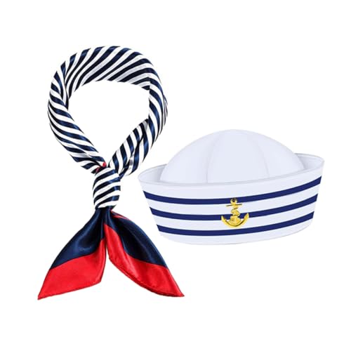 GAROZATION Kapitänsmütze Und Schal-set Marineblau Für Damen Herren Jungen Und Mädchen Kleid Für Themenpartys Und Veranstaltungen GAROZATION Kapitänsmütze Und Schal-set Marineblau Für Damen Herren Jungen Und Mädchen Kleid Für Themenpartys Und Veranstaltungen von GAROZATION