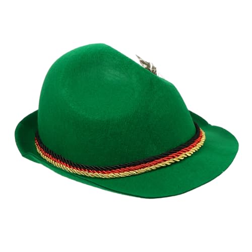 GAROZATION Unisex Panama Jazz Hut mit Feder Kreativer Partyhut für Halloween Stilvoller Grüner Fedora Leicht und Auffällig für Damen und Herren von GAROZATION