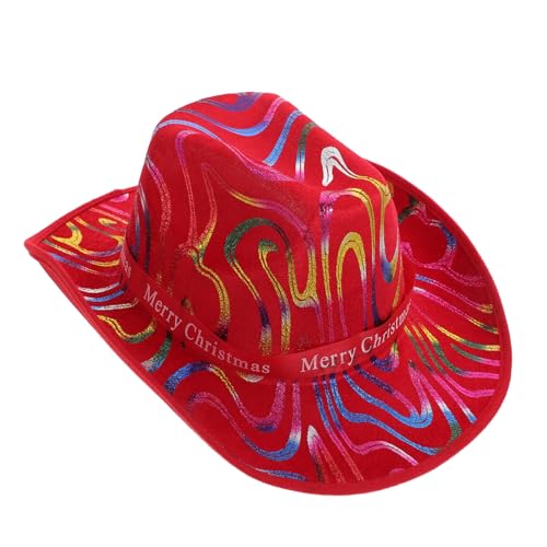 GAROZATION Weihnachts Cowboyhut Mit Krempe Roter Santa Claus Hut Für Damen Zubehör Für Weihnachtskostüme Und Festliche Feiern Bequem Und Vielseitig Für Jede Feierlichkeit von GAROZATION