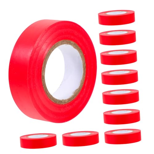GARVALON 10 Stück Isolierende Wasserdichte Klebeband Vinyl Weißes Isolierband Isolierung Schwarzes Klebeband Stark Isolierband Rot Farbig Drahtband Elektriker Band Wärmedämmband Pvc Rot von GARVALON