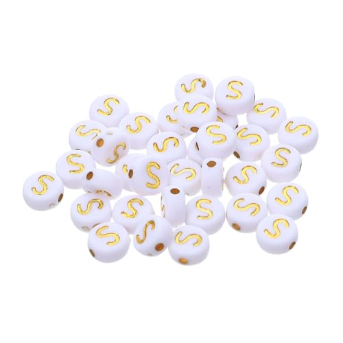 GARVALON 100 Stück Weiße Flache Runde Acrylbuchstabenperlen mit Goldenen Alphabetzeichen Flache Spacer Charms für DIY Freundschaftsarmbänder Armbänder Halsketten Schlüsselanhänger GARVALON 100 Stück Weiße Flache Runde Acrylbuchstabenperlen mit Goldenen Alphabetzeichen Flache Spacer Charms für DIY Freundschaftsarmbänder Armbänder Halsketten Schlüsselanhänger von GARVALON