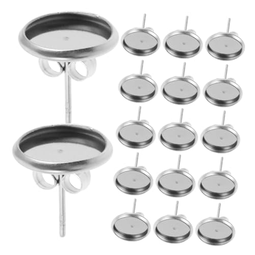 GARVALON 180 Stück Edelstahl Ohrstecker Rohlinge Rund Cabochon Fassungen Metall Ohrstecker Bezel Trays für DIY Schmuckherstellung Lang Leben Vielseitig von GARVALON