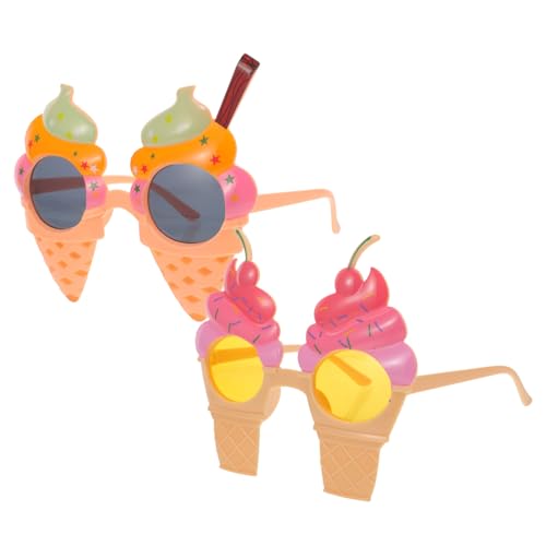 GARVALON 2 Stück Lustige Hawaii Partybrillen Eiscreme Sonnenbrillen für Erwachsene Bunte Luau Party Requisiten Originelle Strandbrillen als Kostümaccessoire und Fotorequisite von GARVALON