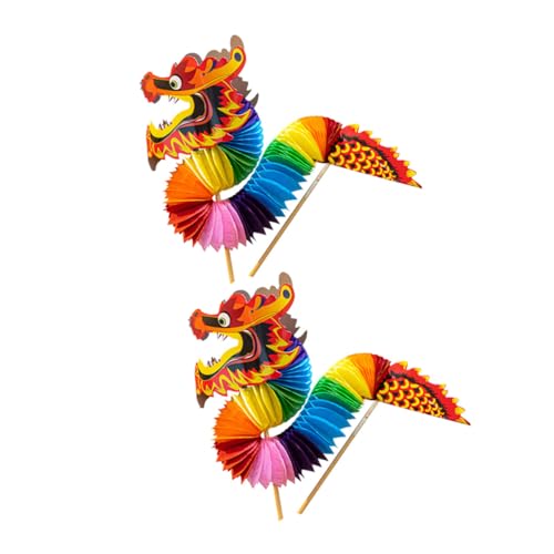 GARVALON 2 Stück Papierschnitt Tanzspielzeug, Neujahrsdekor Requisiten, Chinesischer 3D Papierdrache, Heimdekor, Hand Hält Foto Requisiten, Spieldekor Requisiten, Foto Zubehör, Party Foto GARVALON 2 Stück Papierschnitt Tanzspielzeug, Neujahrsdekor Requisiten, Chinesischer 3D Papierdrache, Heimdekor, Hand Hält Foto Requisiten, Spieldekor Requisiten, Foto Zubehör, Party Foto von GARVALON