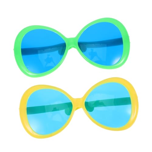 GARVALON 2 Stücke Übergroße Hawaii Party Sonnenbrillen Gelb und Grün Lustige Requisiten für Strand und Poolparty Fotoautomaten Accessoires Auffällige Sommerbrillen für Urlaub und von GARVALON
