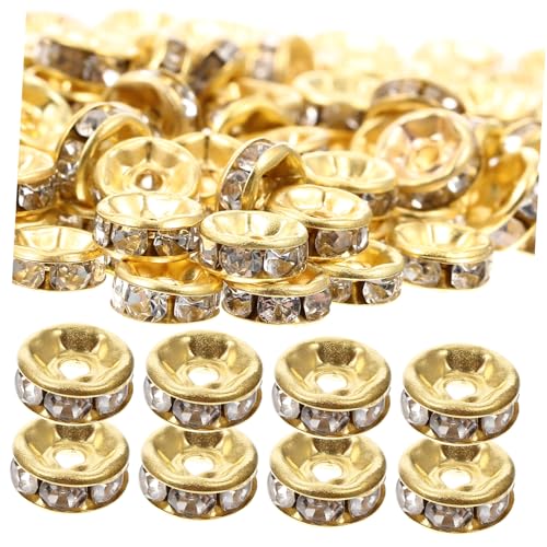 GARVALON 200 Stück DIY Spacer Perlen mit Goldfarbenem Rand und Weißen Strasssteinen Rund Leichte Schmuckperlen für Armband Basteln Robuste Legierung für Handarbeit und Schmuckherstellung GARVALON 200 Stück DIY Spacer Perlen mit Goldfarbenem Rand und Weißen Strasssteinen Rund Leichte Schmuckperlen für Armband Basteln Robuste Legierung für Handarbeit und Schmuckherstellung von GARVALON