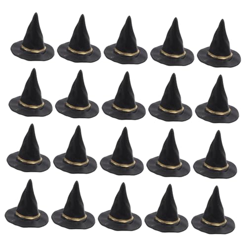 GARVALON 20stücke Mini Hexenhüte Für Halloween Dekorative Kleine Hüte Für Bastelprojekte Puppen Und Partytisch-dekorationen Schwarz von GARVALON