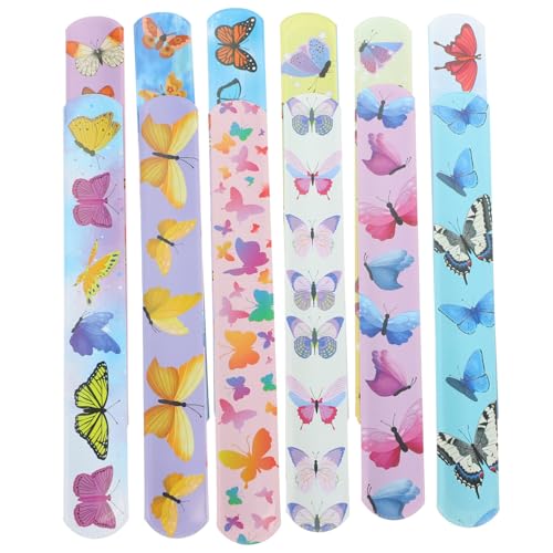 GARVALON 24 Stück Schmetterling Schnapparmbänder Bunte Cartoon Slap Armbänder für Partys Kindergeburtstage und Mitgebsel für und Veranstaltungen von GARVALON