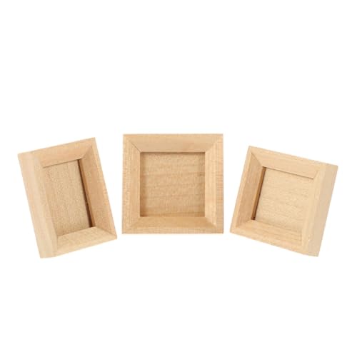 GARVALON 3 Stück Miniatur Holz Bilderrahmen Pack DIY Fotorahmen für Puppenstuben Dekoration Leichtes Holz Perfektes Accessoire für Mini Landschaften und Kreative Bastelprojekte von GARVALON
