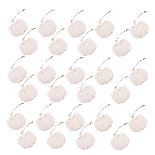 GARVALON 30 Stück Teiliges Kürbis Holz Deko Glatte Blanko Holzanhänger zum Bemalen Leichte Kürbisformen für DIY Herbst und Erntedankfest Bastelprojekte Indoor Outdoor Geeignet Einfach von GARVALON