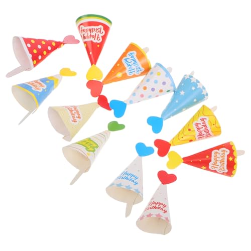 GARVALON 36 Stück Teiliges Mini Kuchen Deko mit Koreanischen Partyhüten Bunte Cartoon Cake Toppers für Kindergeburtstag Vielseitige Eiscreme Deko für Kuchen und Dessertfeiern von GARVALON