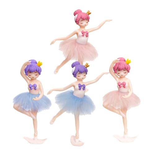 GARVALON 4 Stück Ballerina Mädchen, Kuchen Deko Accessoire, Tanzende Mädchenfigur, Autodekoration, Mädchen Ornament, Mädchen Miniatur Party, Ballett Mädchen Statue, Miniaturfiguren, von GARVALON