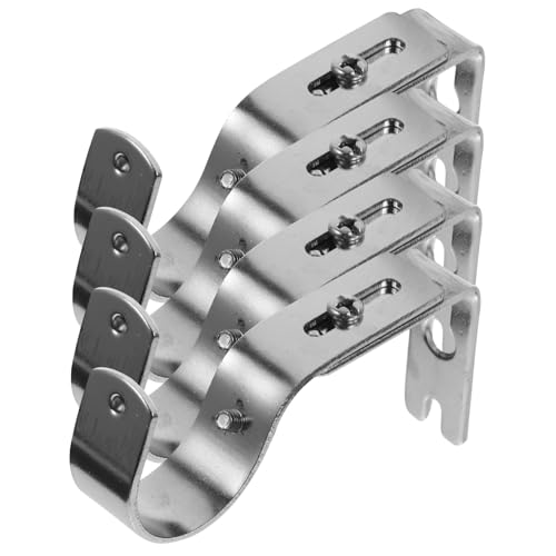 GARVALON 4 Stück Halterung Für Gardinenstange Haken Zum Aufhängen An Der Wand Schwere Haken Stangenhalterungen Deckenhaken, Kleiderstangenhalter Haken Zur Wandmontage Silver Eisen von GARVALON