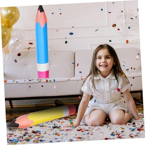 GARVALON 4 Stück Teiliges Aufblasbare Buntstift Deko aus Bunte Riesenparty Requisiten für Klassenzimmer Schulanfang und Kindergeburtstag Lebendige und Große Luftballon von GARVALON