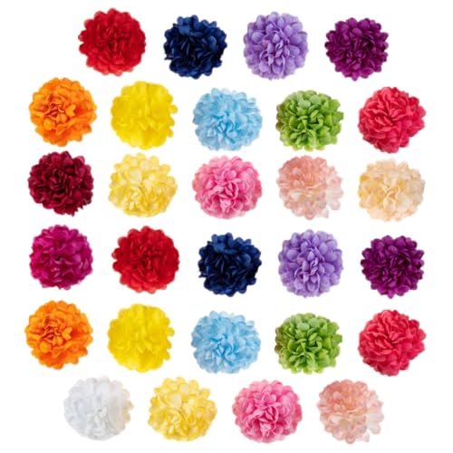 GARVALON 40 Stück Künstliche Melaleuca Blumen Aus Seidenpapier, DIY Kugelchrysanthemen (Gemischte Farben, 35 Stück), Künstliche Blumenköpfe, Künstliche Blumenköpfe, Künstliche von GARVALON