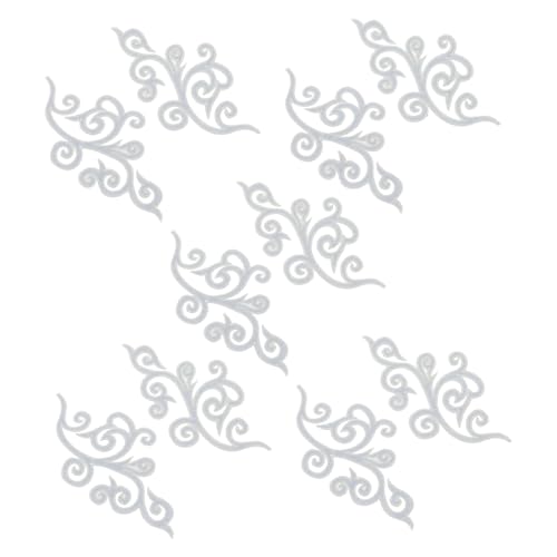 GARVALON 5 Paare Barock Stickerei Applikationen Wolkenmotiv Stickstoff Applique Eleganter Aufnäher für Hochzeitskleider Cheongsam Bühnenkostüme Silberfarbene Stoffpatches zum Aufbügeln und von GARVALON