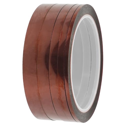 GARVALON 5 Rollen Hitzebeständiges Klebeband, Thermoklebeband, Polyimid Hochtemperaturband, Hitzebeständiges Isolierband, Hochtemperaturklebeband, Polyimid Hochtemperaturfolienband von GARVALON