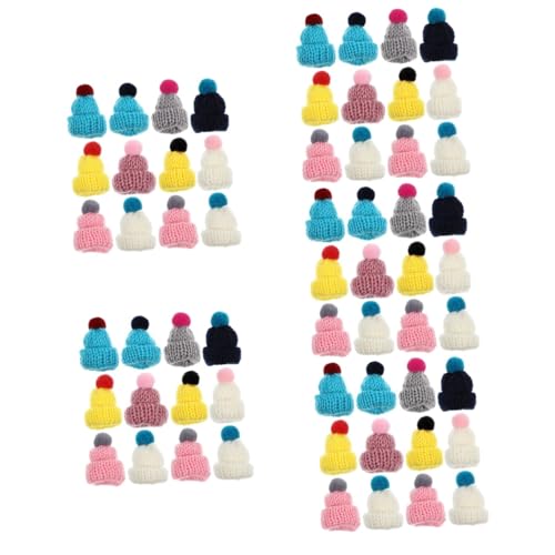 GARVALON 60 Stück Mini Hüte, Austauschbare Kleine Hüte, Wollgarn, Kleine Hüte, Wollgarn, Miniatur Hüte, Bastelhüte, Kawaii Kleinhüte, Miniatur Hüte, Puppenzubehör, Dekorative Puppenhüte von GARVALON