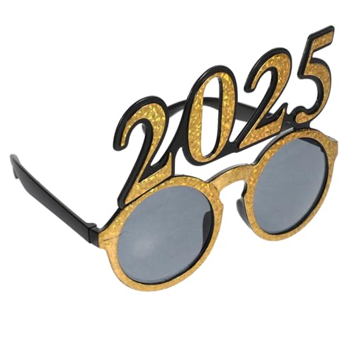 GARVALON Digitale Brille Neuheit Trendige Lustige Tanzbrille 2025 Zahlenbrille Partybrille Rahmen 2025 Silvesterbrille 2025 Abschlussbrille Erwachsene 2025 Brille PC Golden von GARVALON