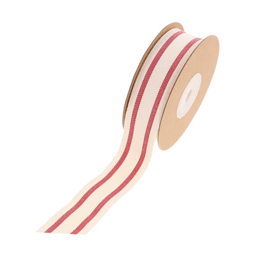 GARVALON Gestreiftes Baumwollband Doppelseitiges Natürliches Stoffband Reißfestes Dekoband für Geschenkverpackung DIY handwerk Hochzeit Valentinstag und Haarschleifen von GARVALON