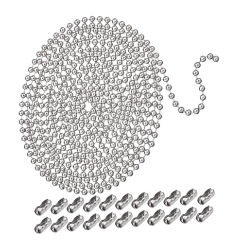 GARVALON Kugelkette mit Perlenverschlüssen Langlebige Bequeme Diy Halsketten für Anhänger Schlüsselanhänger Armee Tag und Schmuckherstellung Modernes Minimalistisches Design von GARVALON