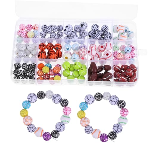 GARVALON Sportliche Acryl perlen Fußball Basketball und Football Motiven Leichte Schmuckperlen für DIY Armbänder und Halsketten Vielseitig für Bastelprojekte und Team events von GARVALON