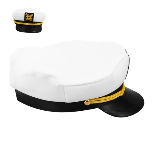GARVALON Verstellbare Weiße Matrosenmütze mit Breiter Krempe für Herren Damen Kapitänshut für Nautische Themenpartys Cosplay Yacht Outdoor Sonnenschutz Vielseitiges Accessoire GARVALON Verstellbare Weiße Matrosenmütze mit Breiter Krempe für Herren Damen Kapitänshut für Nautische Themenpartys Cosplay Yacht Outdoor Sonnenschutz Vielseitiges Accessoire von GARVALON