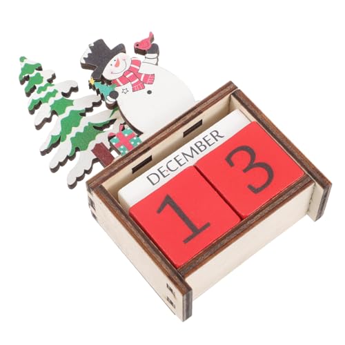 GARVALON Weihnachtlicher Holz Tischkalender Schneemann mit Drehbaren Blöcken Stabilem Design und Kreativer DIY Weihnachtsdeko als und Dekorativer Countdown für Zuhause von GARVALON