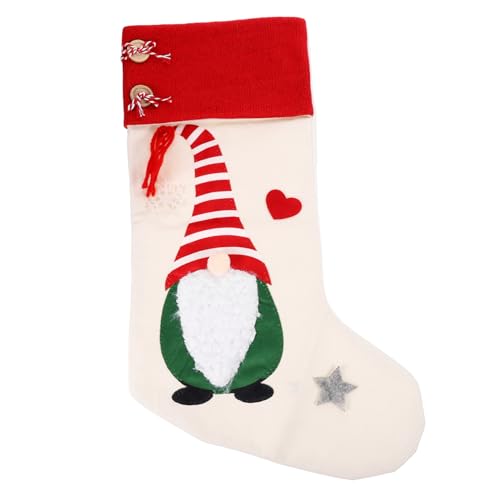 GARVALON Weihnachtsdekoration Gesichtslose Puppe Weihnachtsstrumpf Anhänger Weihnachtsmann Weihnachtsgeschenktüte Für Kinder (3Er Set Nordische Socken – Gestreifter Roter Hut Stil) von GARVALON