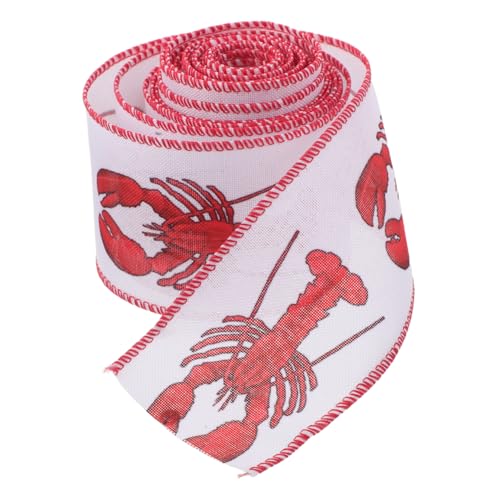 GARVALON Wired Edge Lobster Print Ribbon Yards Polyester Grosgrain Bastelband für Kranzschleifen Geschenkverpackung Partydeko Robust Langlebig von GARVALON