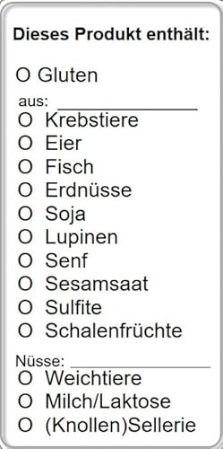 500 Wasser-AUF-lösbare Etiketten im Spender – Selbstklebend – Verschiedene Varianten für Trockenlager, Kühlung, Tiefkühler, Rückstellprobe, 14-Allergene, HACCP StyleName Für 14-Allergene von GASTRO-HACCP