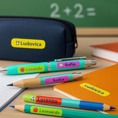 200 personalisierte selbstklebende Etiketten für Schule für Kinder – personalisierbare Aufkleber mit Namen und Sticker – Etikett für Stifte, Bleistifte, Bücher und Notizbücher für Kindergarten 200 personalisierte selbstklebende Etiketten für Schule für Kinder – personalisierbare Aufkleber mit Namen und Sticker – Etikett für Stifte, Bleistifte, Bücher und Notizbücher für Kindergarten von GATE DESIGN
