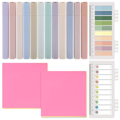 12 Textmarker, Haftnotizen in 10 Farben und 2 Mustern und Haftnotizen in 5 Farben, klare Haftnotizen mit Marker-Set für Back-to-School-Ästhetik, Bibel-Marker-Buch-Haftnotizen, Schulbedarf, Bürobedarf. 12 Textmarker, Haftnotizen in 10 Farben und 2 Mustern und Haftnotizen in 5 Farben, klare Haftnotizen mit Marker-Set für Back-to-School-Ästhetik, Bibel-Marker-Buch-Haftnotizen, Schulbedarf, Bürobedarf. von GATIHOK